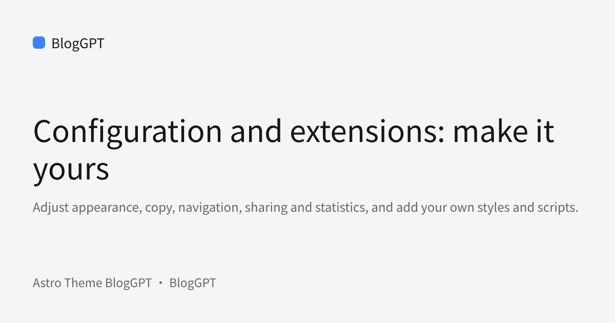 Share cover: Configuration and extensions: make it yours