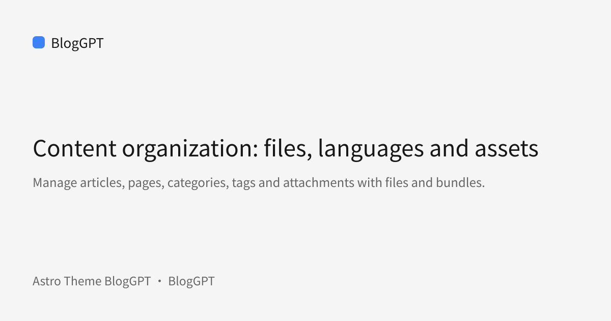 Share cover: Content organization: files, languages and assets
