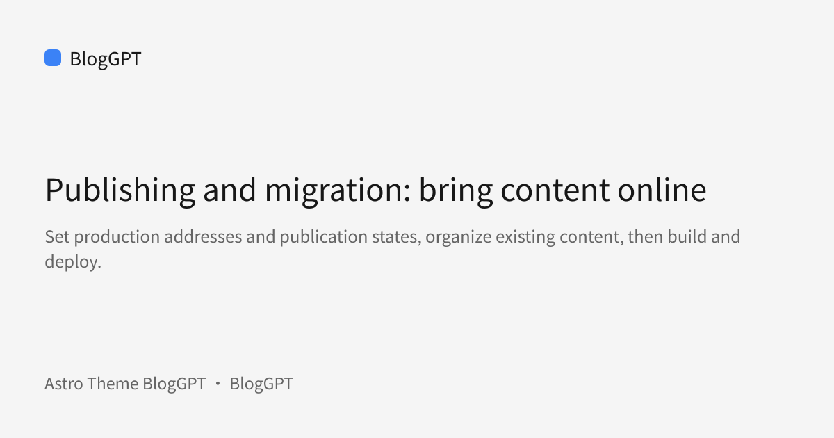 Share cover: Publishing and migration: bring content online
